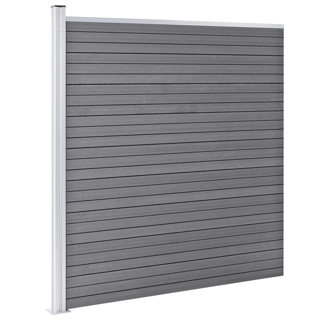 WPC Fence Set 6 Square + 1 Slanted 1138x186 cm Grey