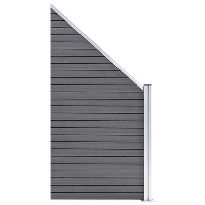 WPC Fence Set 6 Square + 1 Slanted 1138x186 cm Grey