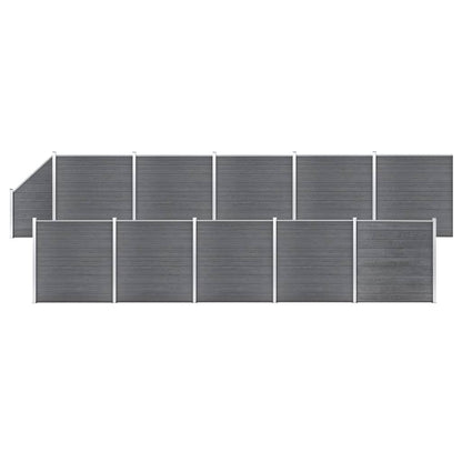 WPC Fence Set 10 Square + 1 Slanted 1830x186 cm Grey