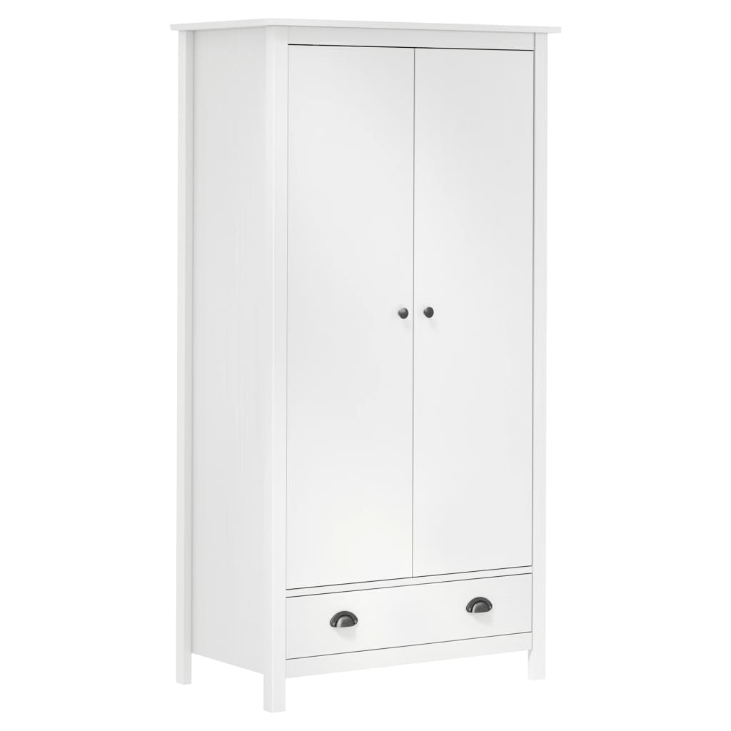 2-Door Wardrobe Hill White 89x50x170 cm Solid Pine Wood