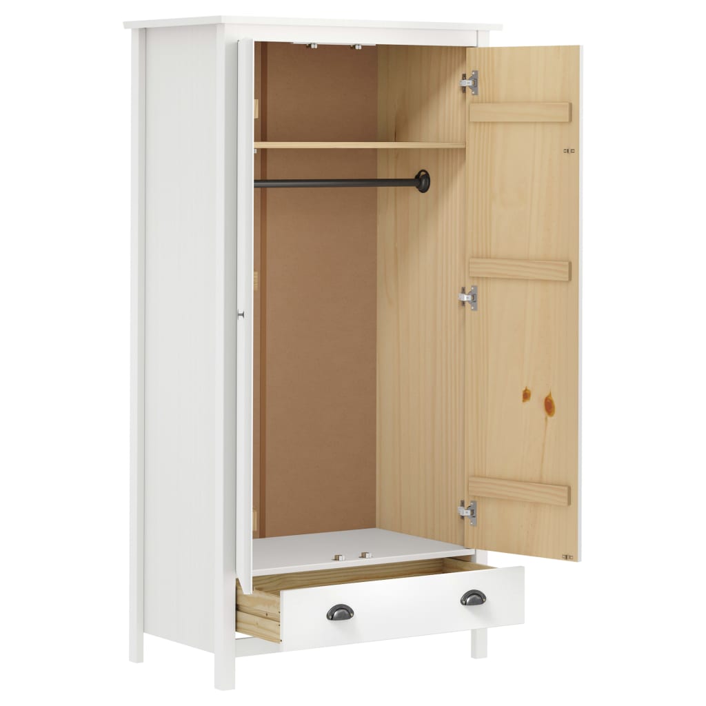 2-Door Wardrobe Hill White 89x50x170 cm Solid Pine Wood