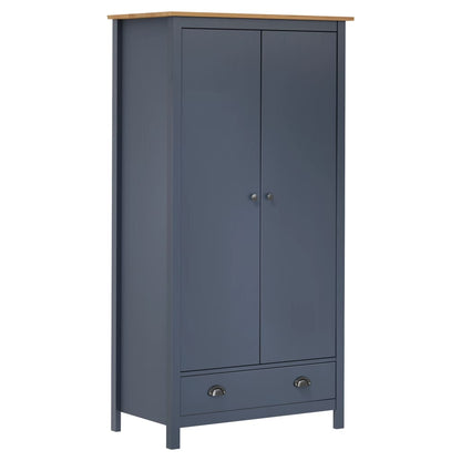 2-Door Wardrobe Hill Grey 89x50x170 cm Solid Pine Wood