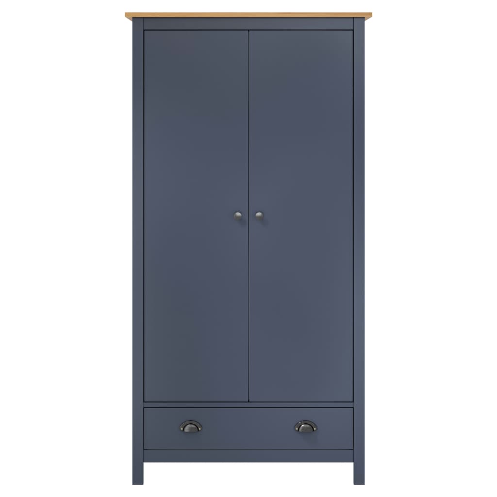 2-Door Wardrobe Hill Grey 89x50x170 cm Solid Pine Wood