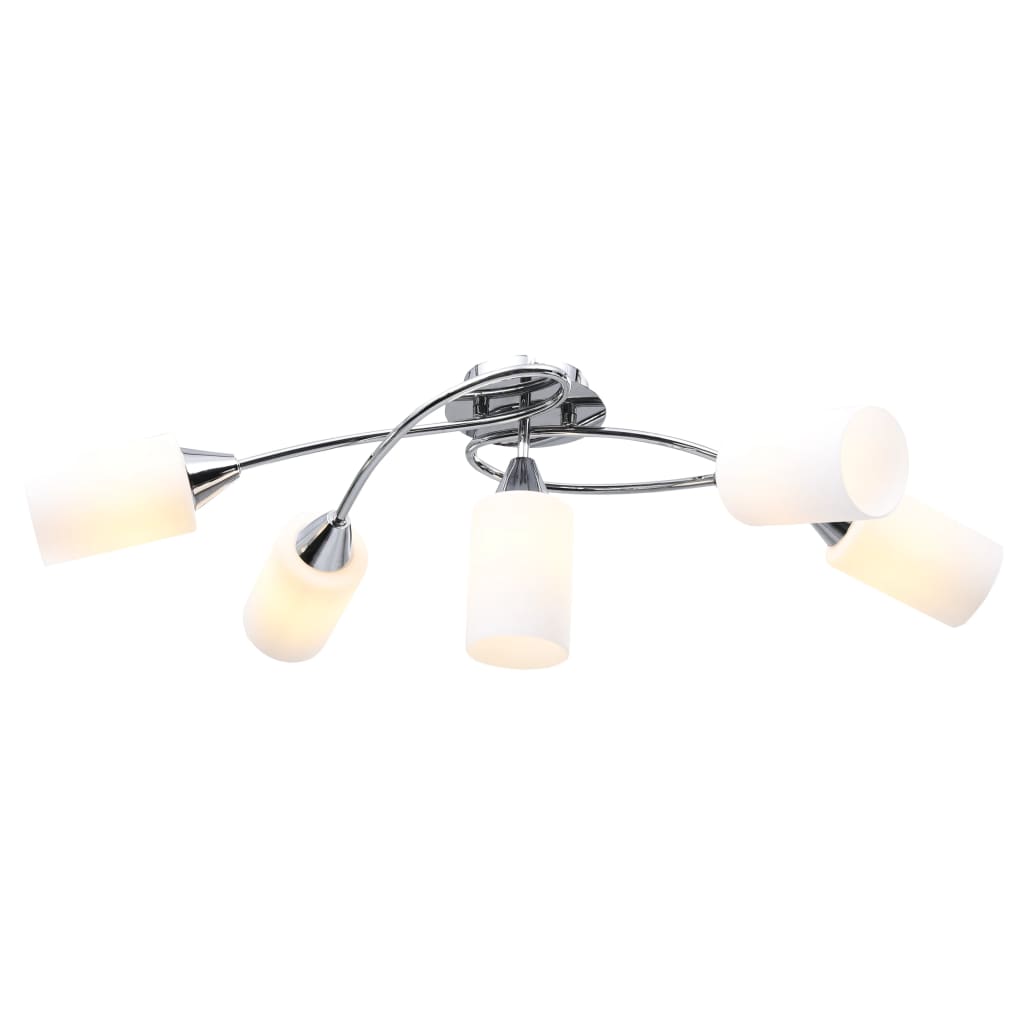 Ceiling Lamp with Ceramic Shades for 5 E14 Bulbs White Cone