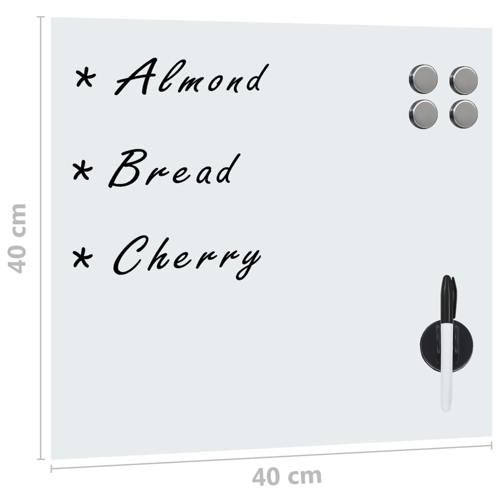 Wall Mounted Magnetic Board Glass 40x40 cm