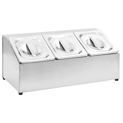 Gastronorm Container Holder with 3 GN 1/6 Pan Stainless Steel