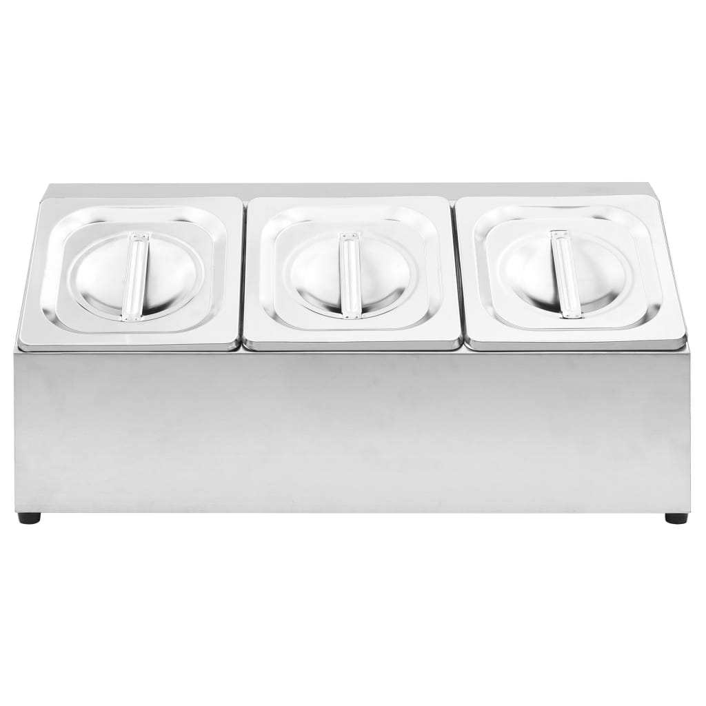 Gastronorm Container Holder with 3 GN 1/6 Pan Stainless Steel