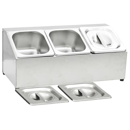 Gastronorm Container Holder with 3 GN 1/6 Pan Stainless Steel