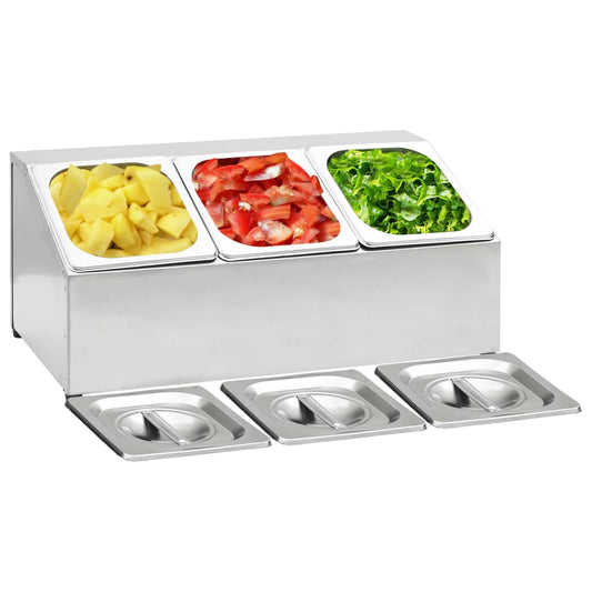 Gastronorm Container Holder with 3 GN 1/6 Pan Stainless Steel