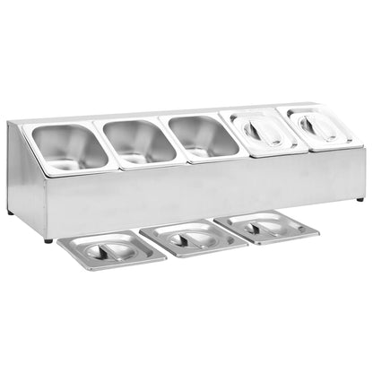 Gastronorm Container Holder with 5 GN 1/6 Pan Stainless Steel