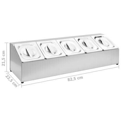 Gastronorm Container Holder with 5 GN 1/6 Pan Stainless Steel