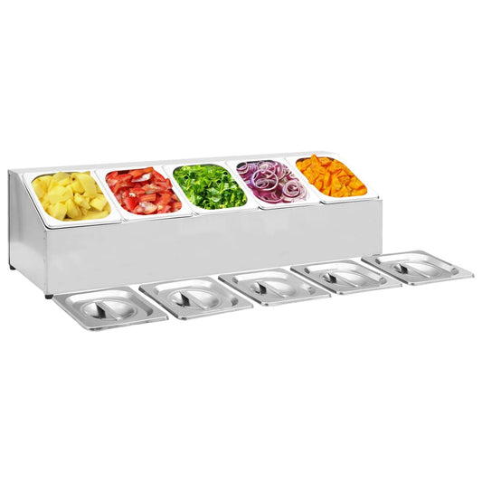 Gastronorm Container Holder with 5 GN 1/6 Pan Stainless Steel