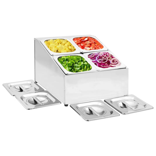 Gastronorm Container Holder with 4 GN 1/6 Pan Stainless Steel