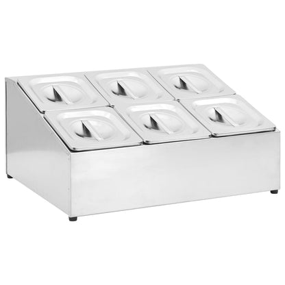 Gastronorm Container Holder with 6 GN 1/6 Pan Stainless Steel