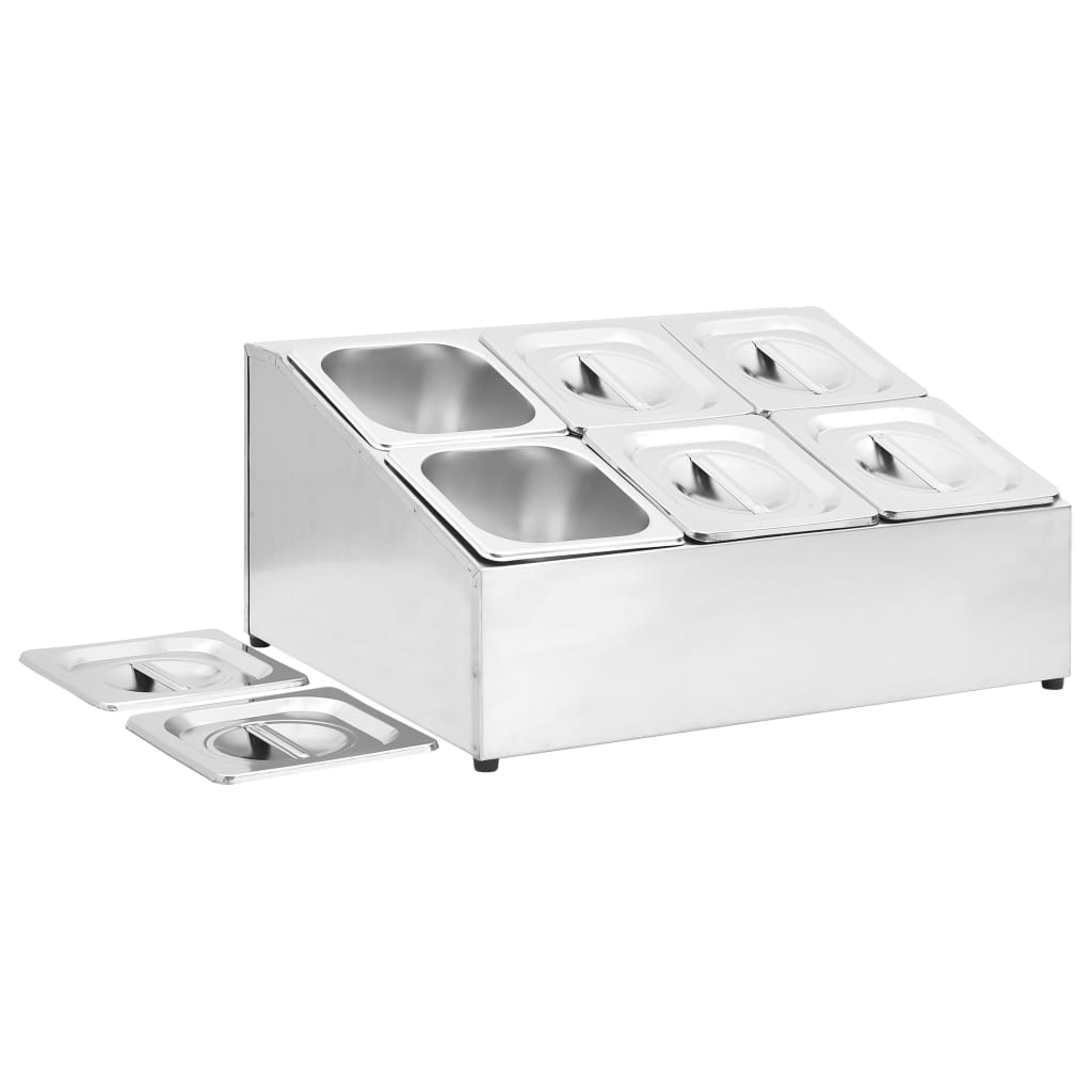 Gastronorm Container Holder with 6 GN 1/6 Pan Stainless Steel