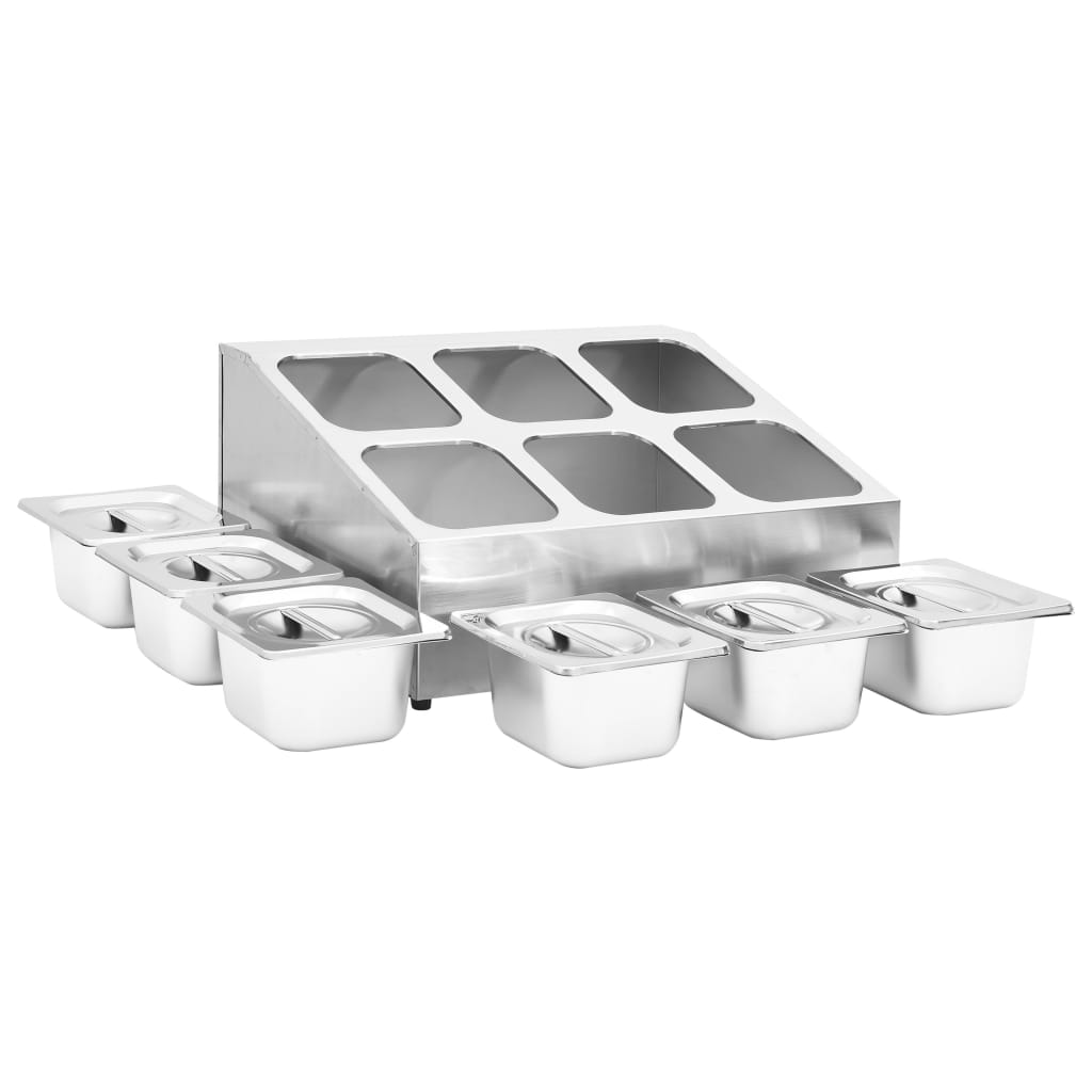 Gastronorm Container Holder with 6 GN 1/6 Pan Stainless Steel