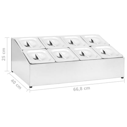 Gastronorm Container Holder with 8 GN 1/6 Pan Stainless Steel