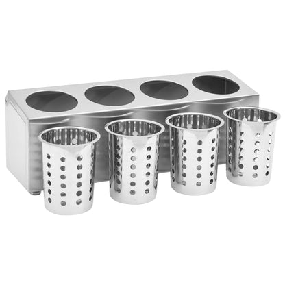 Cutlery Holder 4 Grids Rectangular Stainless Steel