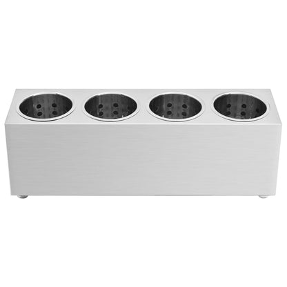 Cutlery Holder 4 Grids Rectangular Stainless Steel