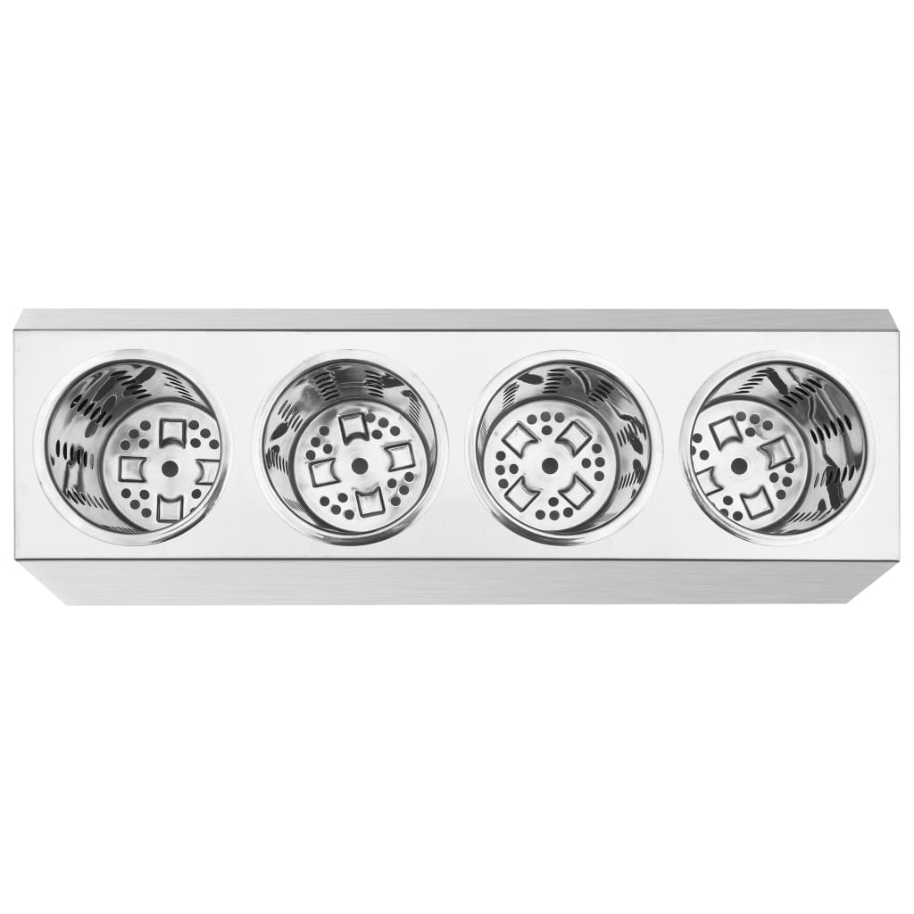 Cutlery Holder 4 Grids Rectangular Stainless Steel