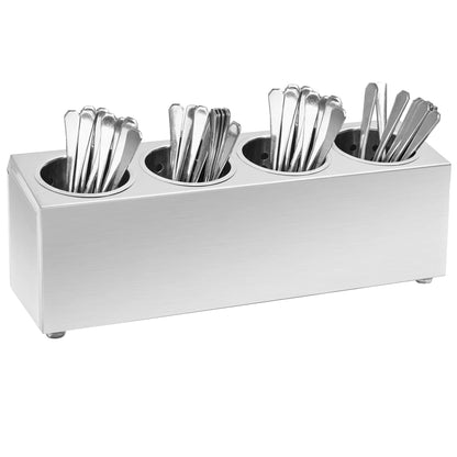 Cutlery Holder 4 Grids Rectangular Stainless Steel