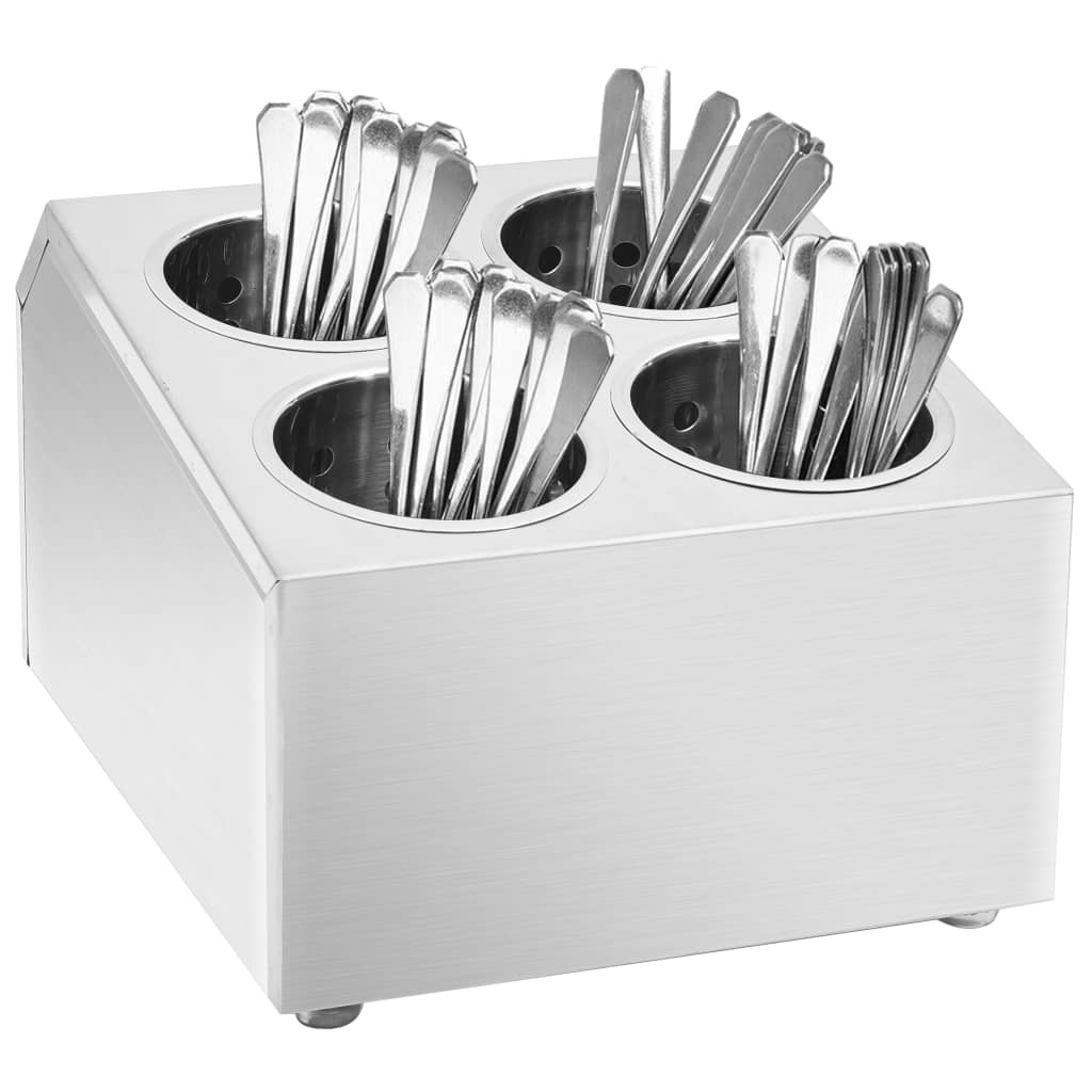 Cutlery Holder 4 Grids Square Stainless Steel