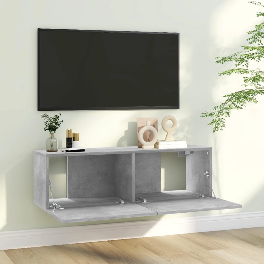 TV Cabinet Concrete Grey 100x30x30 cm Engineered Wood