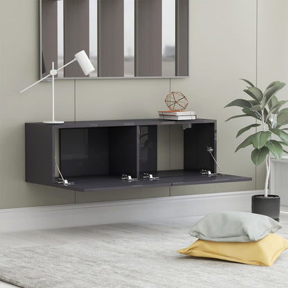 TV Cabinet High Gloss Grey 100x30x30 cm Engineered Wood