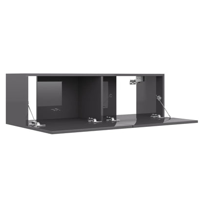 TV Cabinet High Gloss Grey 100x30x30 cm Engineered Wood