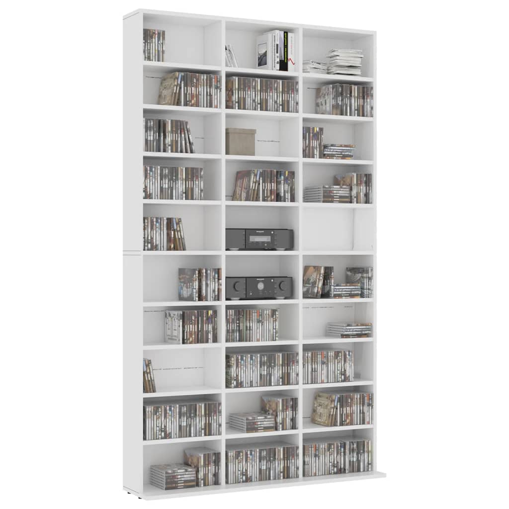 CD Cabinet White 102x16x177.5 cm Engineered Wood