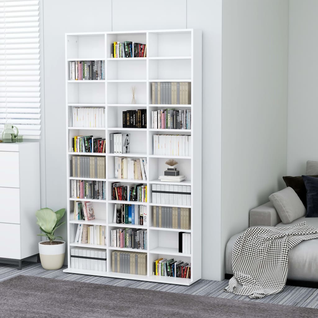 CD Cabinet White 102x16x177.5 cm Engineered Wood