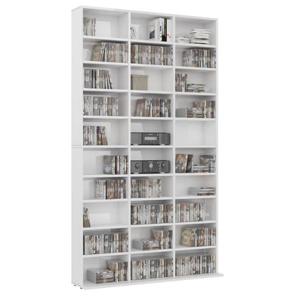 CD Cabinet High Gloss White 102x16x177.5 cm Engineered Wood