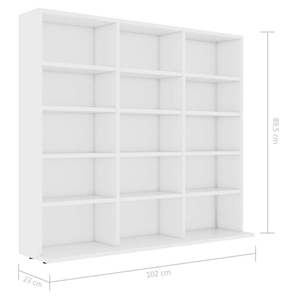 CD Cabinet White 102x23x89.5 cm Engineered Wood