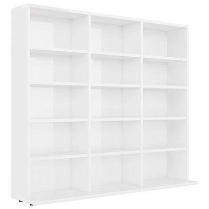 CD Cabinet High Gloss White 102x23x89.5 cm Engineered Wood