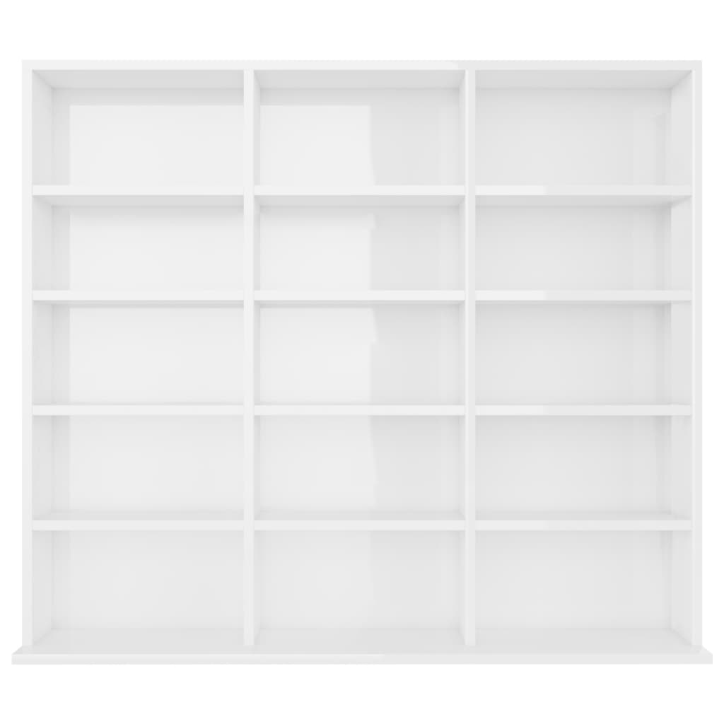 CD Cabinet High Gloss White 102x23x89.5 cm Engineered Wood