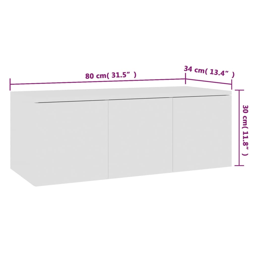 TV Cabinet White 80x34x30 cm Engineered Wood