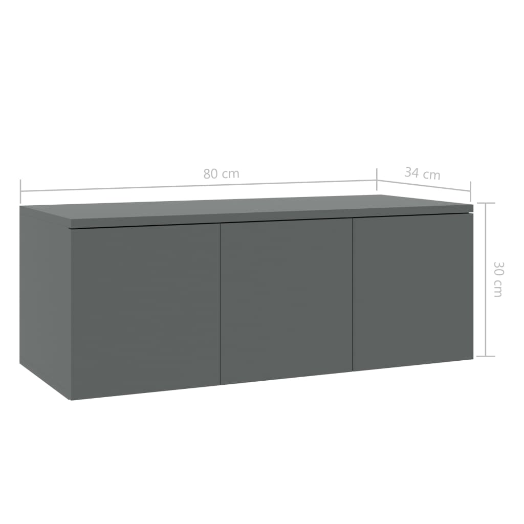 TV Cabinet Grey 80x34x30 cm Engineered Wood