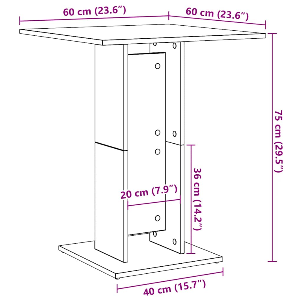 Bistro Table Grey 60x60x75 cm Engineered Wood