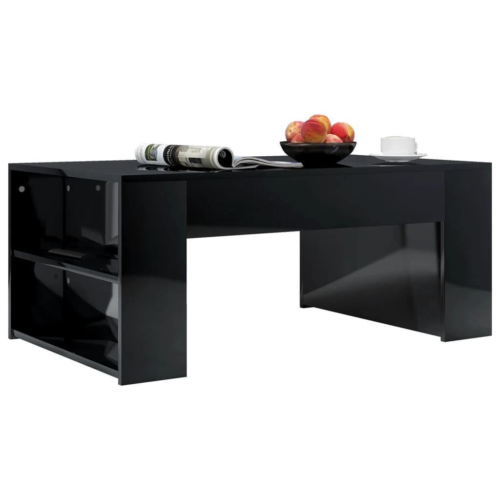 Coffee Table High Gloss Black 100x60x42 cm Engineered Wood