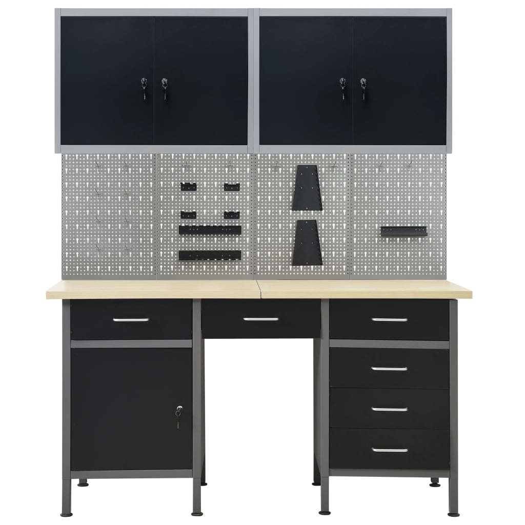 Workbench with Four Wall Panels and Two Cabinets