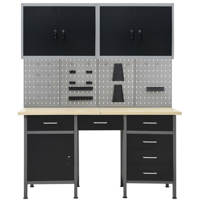 Workbench with Four Wall Panels and Two Cabinets