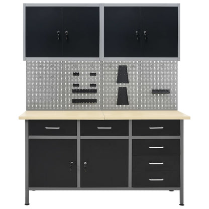 Workbench with Four Wall Panels and Two Cabinets