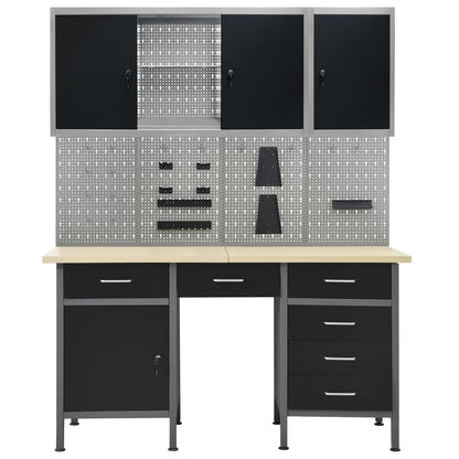 Workbench with Four Wall Panels and Two Cabinets