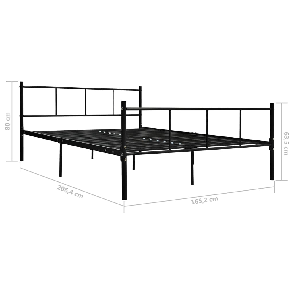 Bed Frame without Mattress Black Metal 160x200 cm