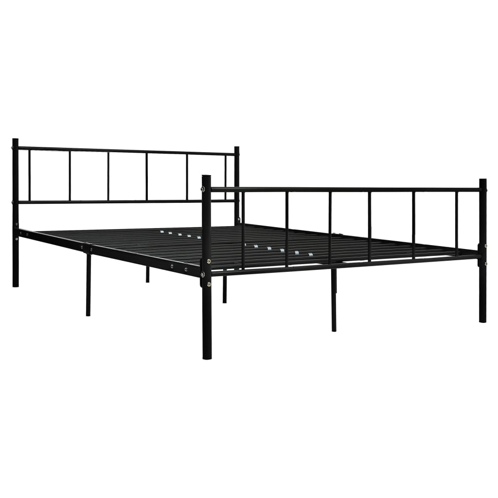 Bed Frame Black Metal 180x200 cm Super King