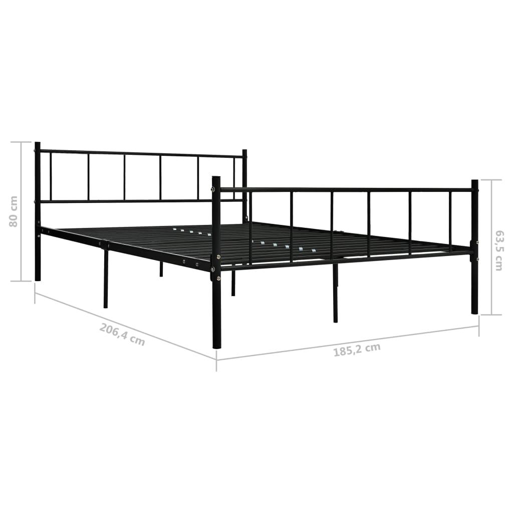 Bed Frame Black Metal 180x200 cm Super King