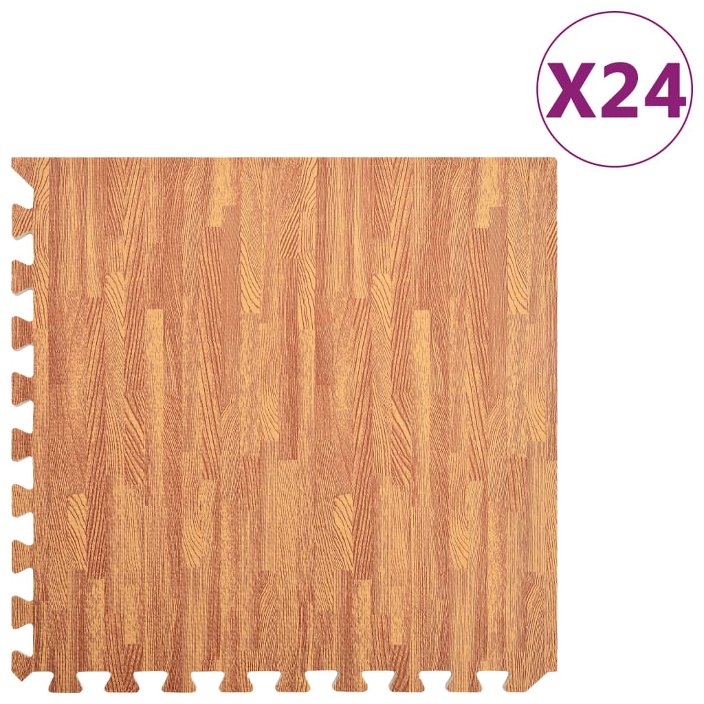 Floor Mats 24 pcs Wood Grain 8.64 ㎡ EVA Foam