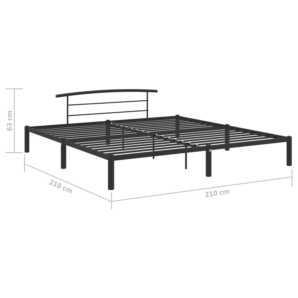 Bed Frame Black Metal 200x200 cm