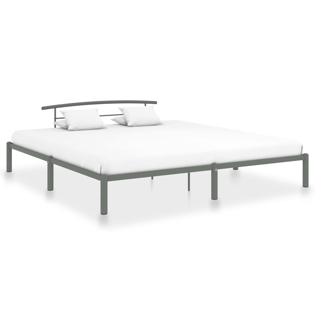 Bed Frame Grey Metal 200x200 cm