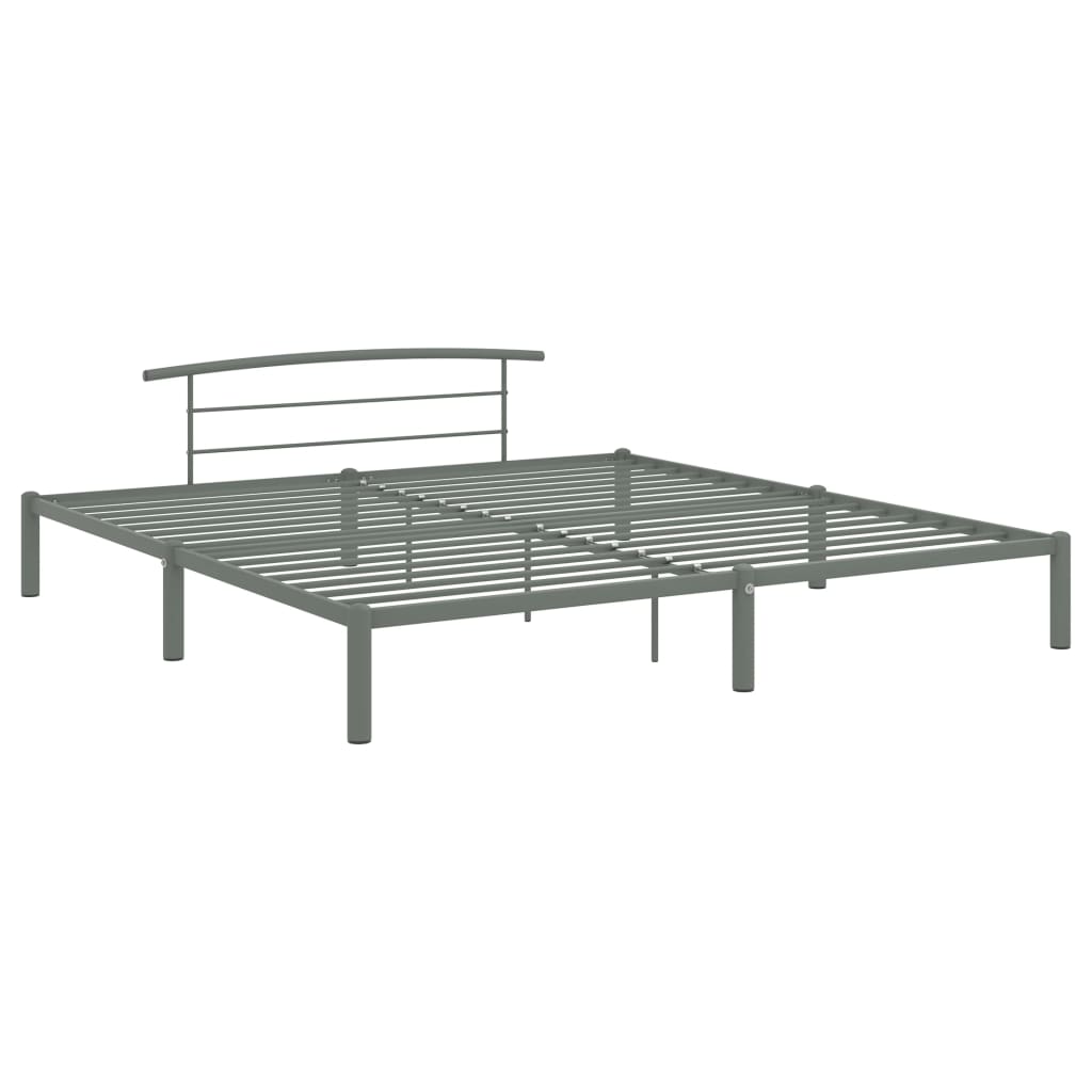 Bed Frame Grey Metal 200x200 cm